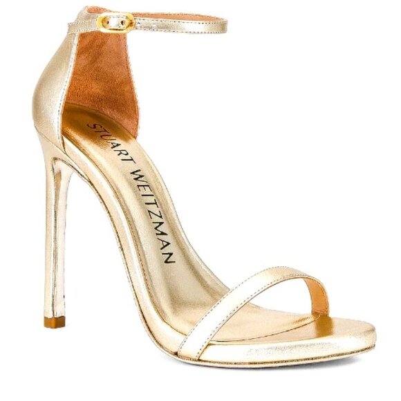 STUART WEITZMAN Nudist Heel SANDAL - Light Gold - Picture 1 of 3